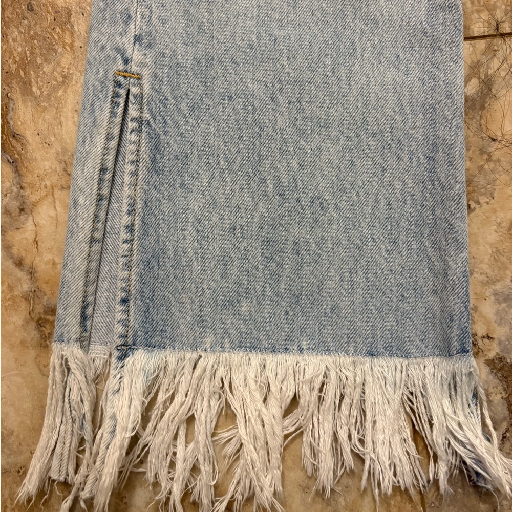 Zara Basic Mid-Rise Fringe Side Slit Crop Jeans Women’s Size 4 - Picture 4 of 13